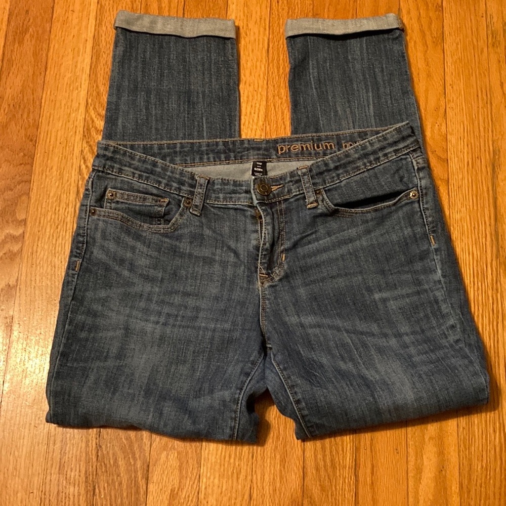 Gap straight leg cuffed jeans, sz: 6